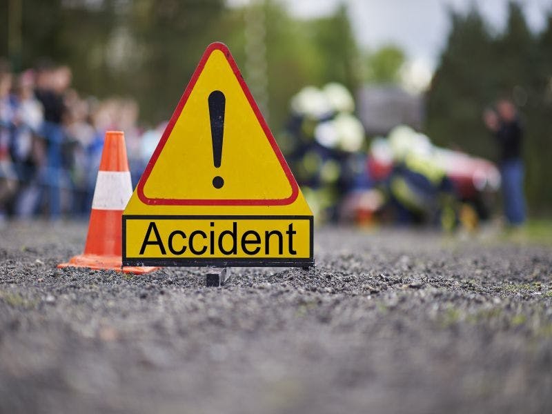 Photo of a road accident sign