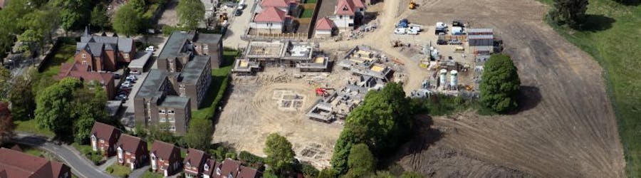 Ariel photo of houses under construction