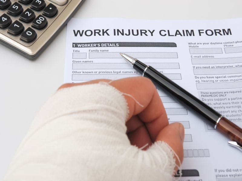 Photo of work injury claim form