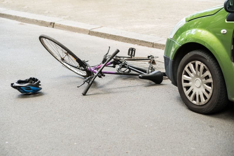 Image of car and cycle collision