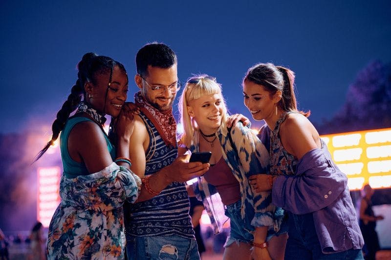 Photo of young mixed group at a festival