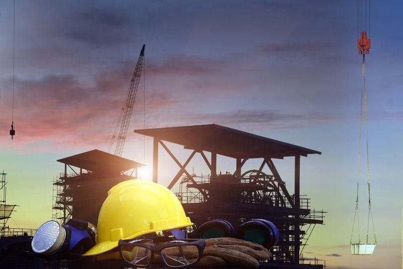 Photo of safety gear on a construction site