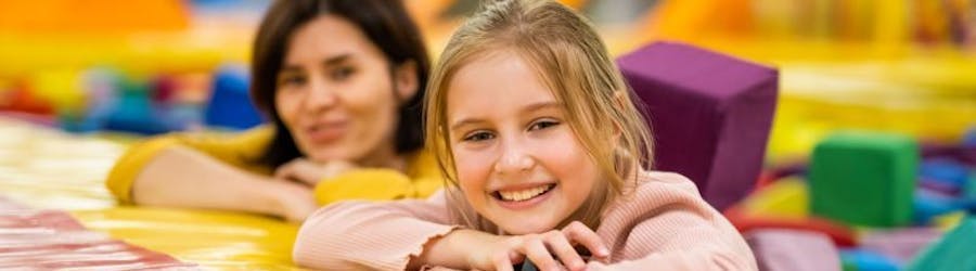 Mum and daughter at a trampoline park