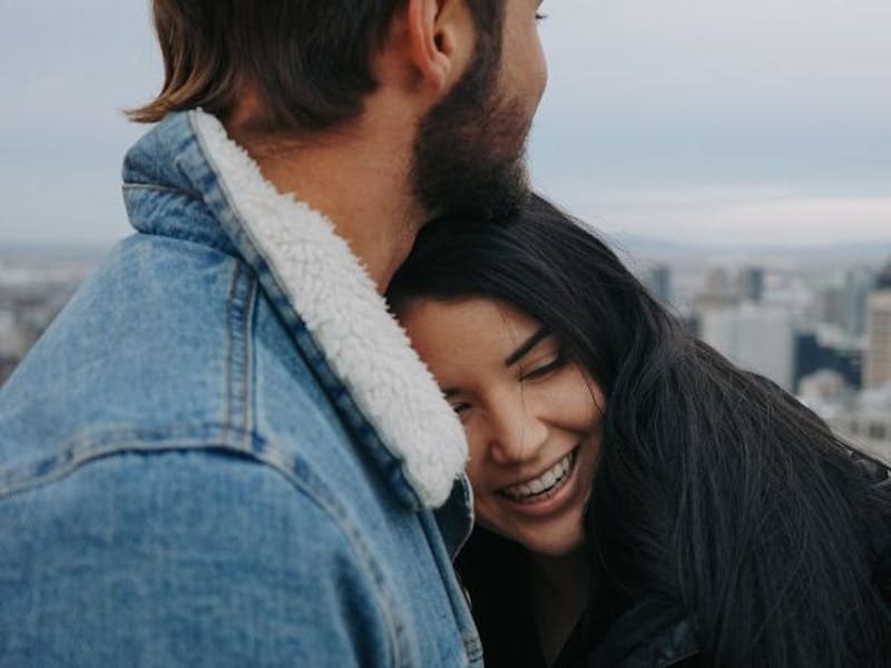 Young couple hugging 