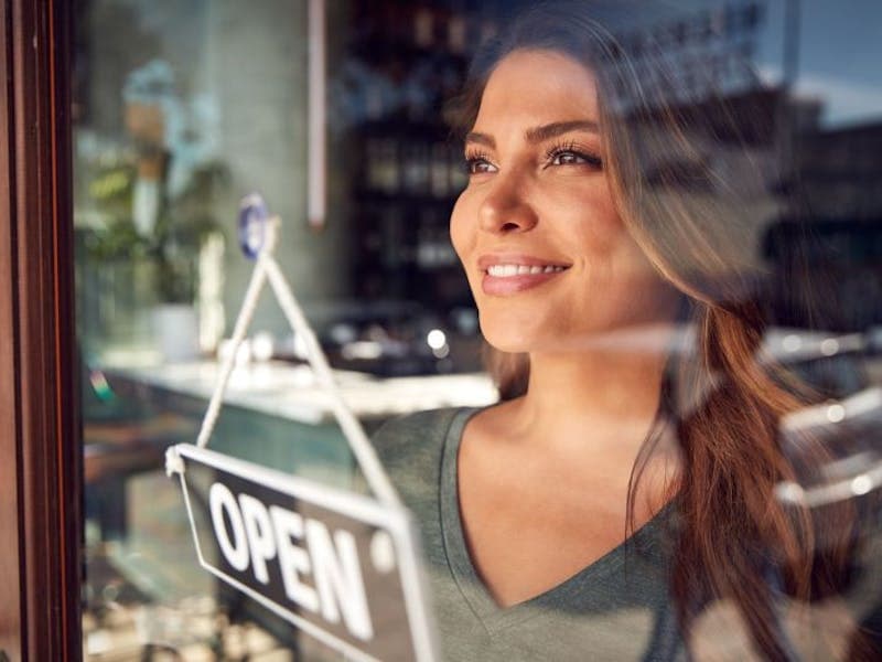 woman opening business