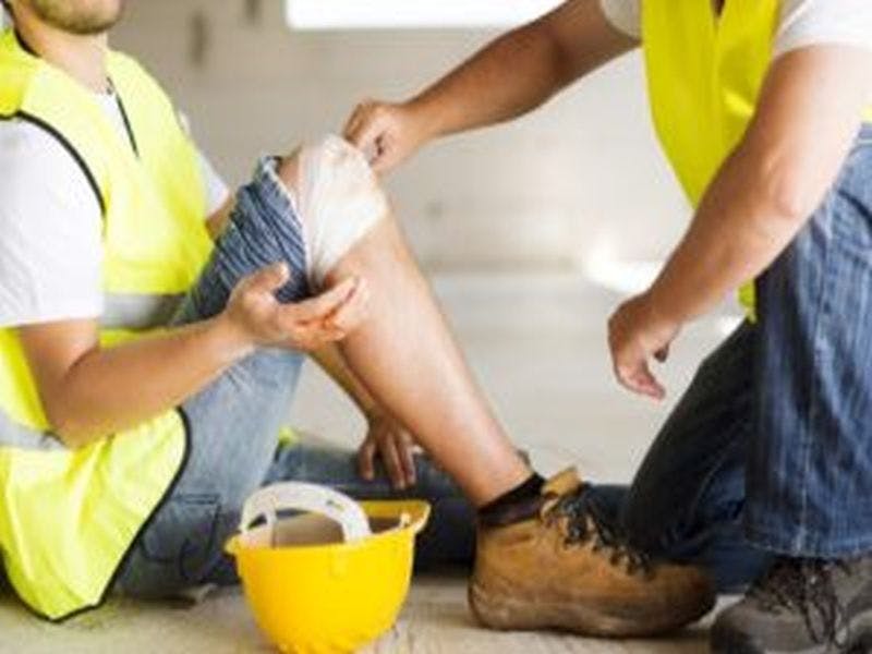 Worker with injured leg